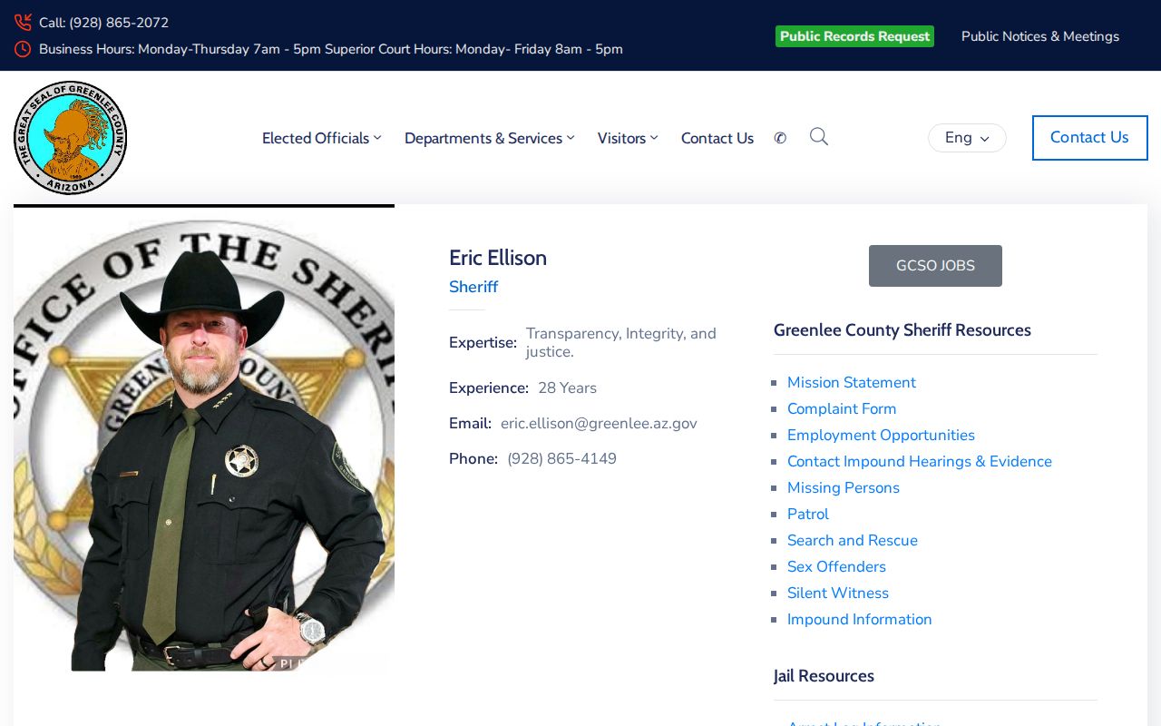 Greenlee County Sheriff victim notification and arrest resources