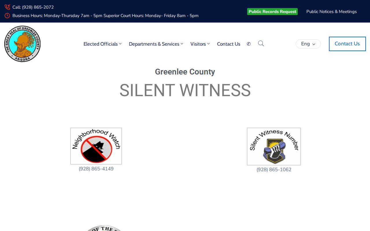 Greenlee County Silent Witness official contact page
