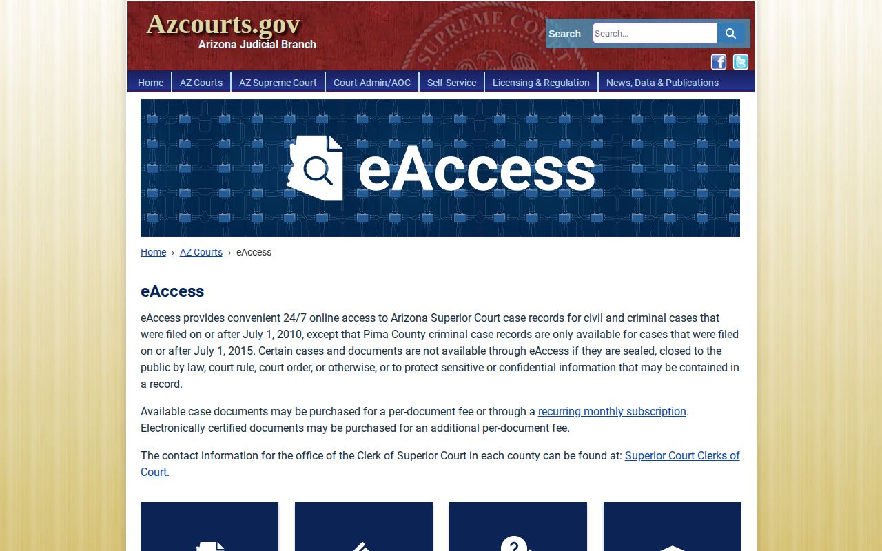 Arizona Judicial Branch eAccess court document portal